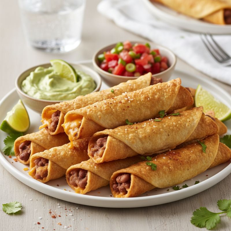 Crispy Baked Bean and Cheese Taquitos