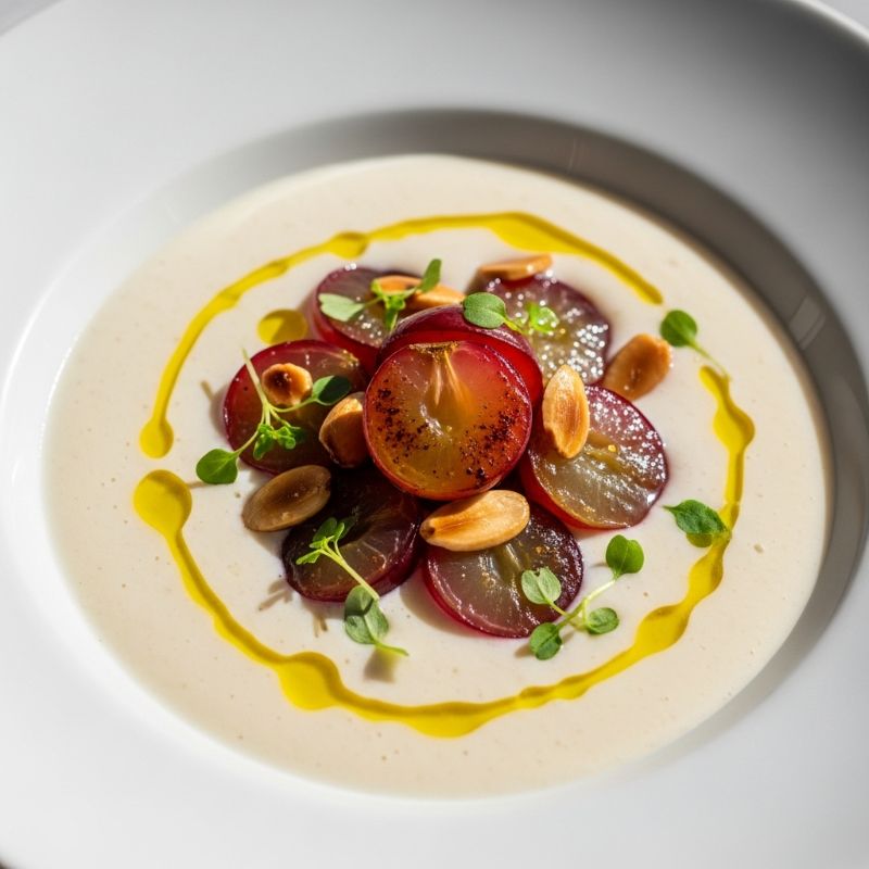 Ajoblanco with Seared Grapes & Marcona Almonds