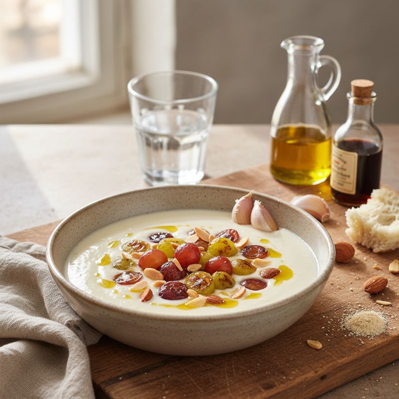 Ajoblanco with Seared Grapes & Marcona Almonds