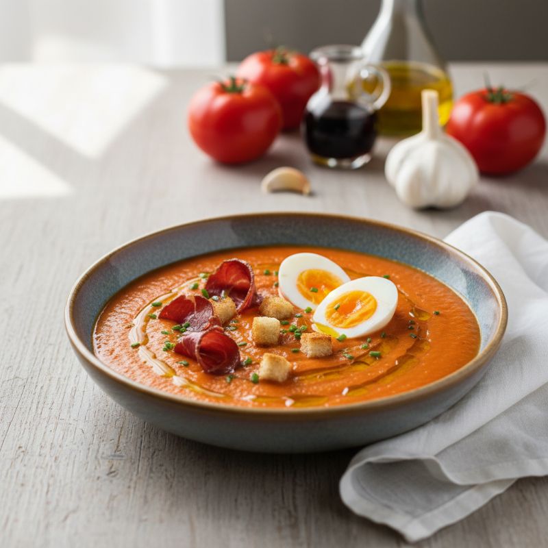 Salmorejo Cordobés with Quail Egg & Crispy Cecina
