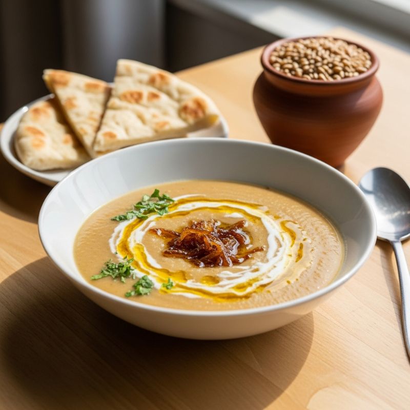 Velvety Jareesh Soup with Caramelized Onion Ghee