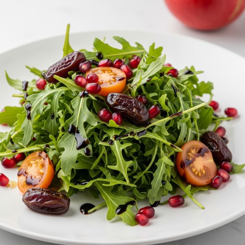 Arugula & Pomegranate Salad with Date-Balsamic Glaze (Halal)