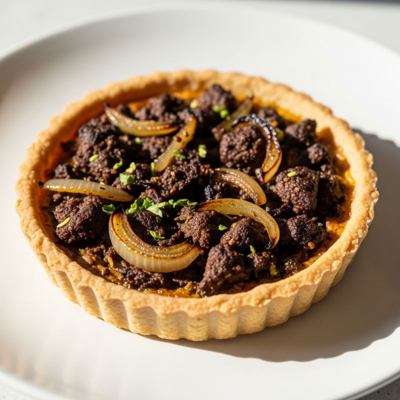 Savory Kleeja Tart with Spiced Lamb and Loomi