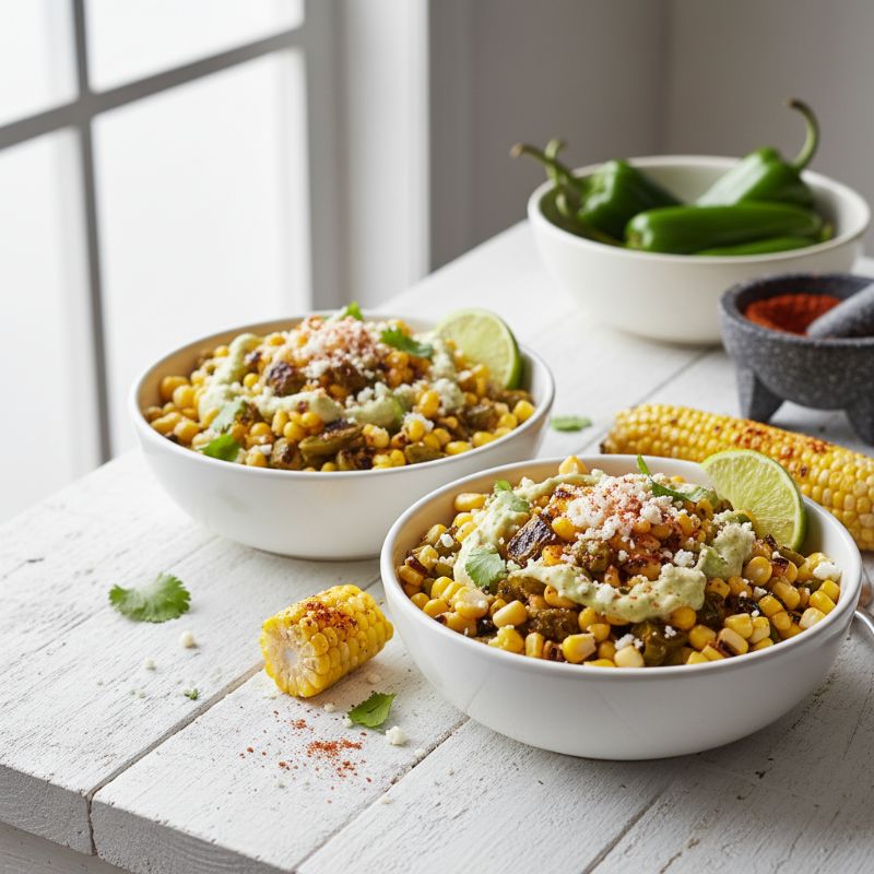 Spicy Roasted Green Chile Elote Bowls