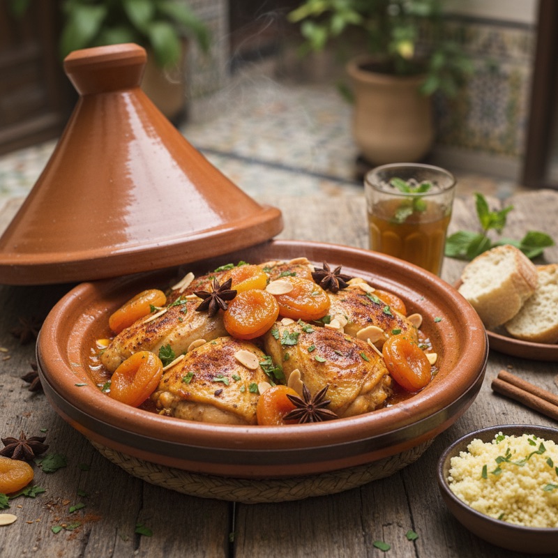 Moroccan Chicken Tagine with Anise and Apricots
