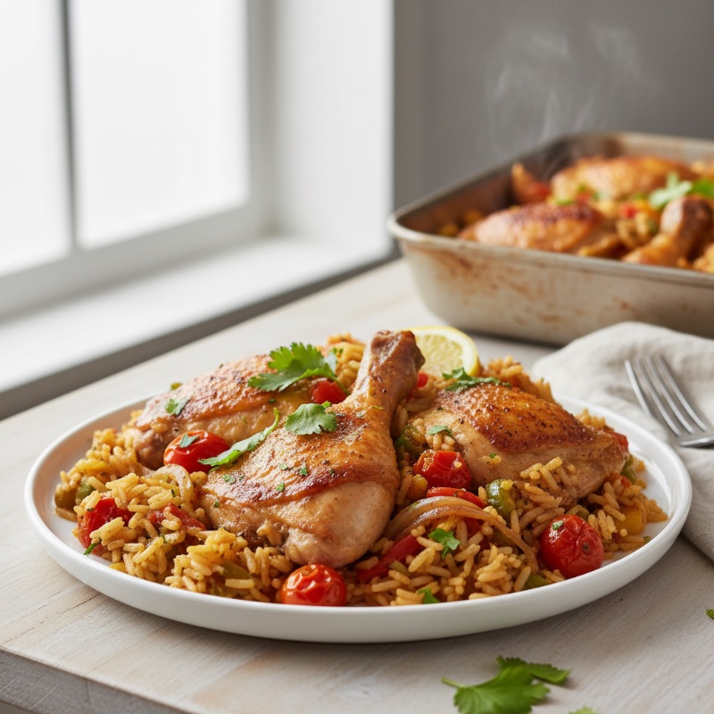 One-Pan Dump Meal Chicken and Rice