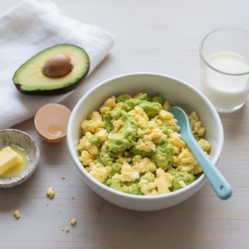 Baby's First Scrambled Eggs with Avocado