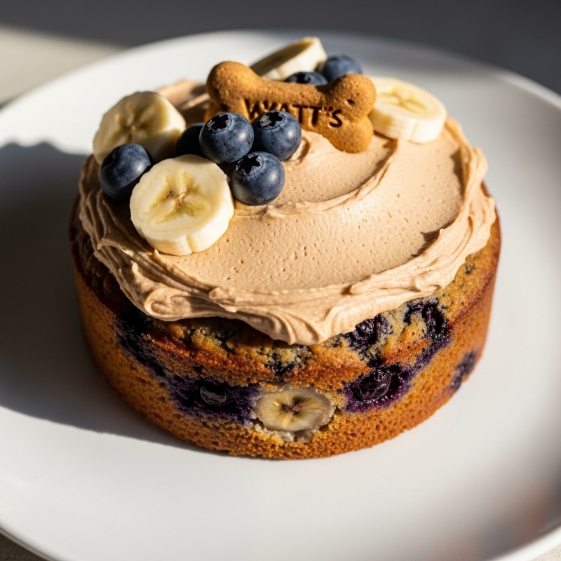 Wyatt’s Blueberry Banana Peanut Butter Doggy Birthday Cake