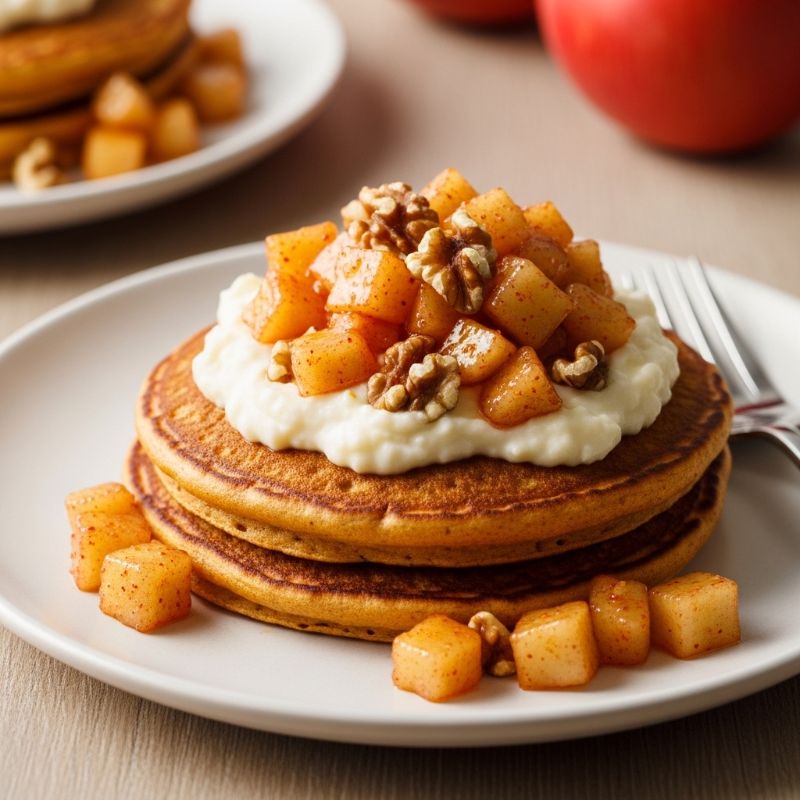 Sweet Potato Pancakes With Apple-Walnut Topping