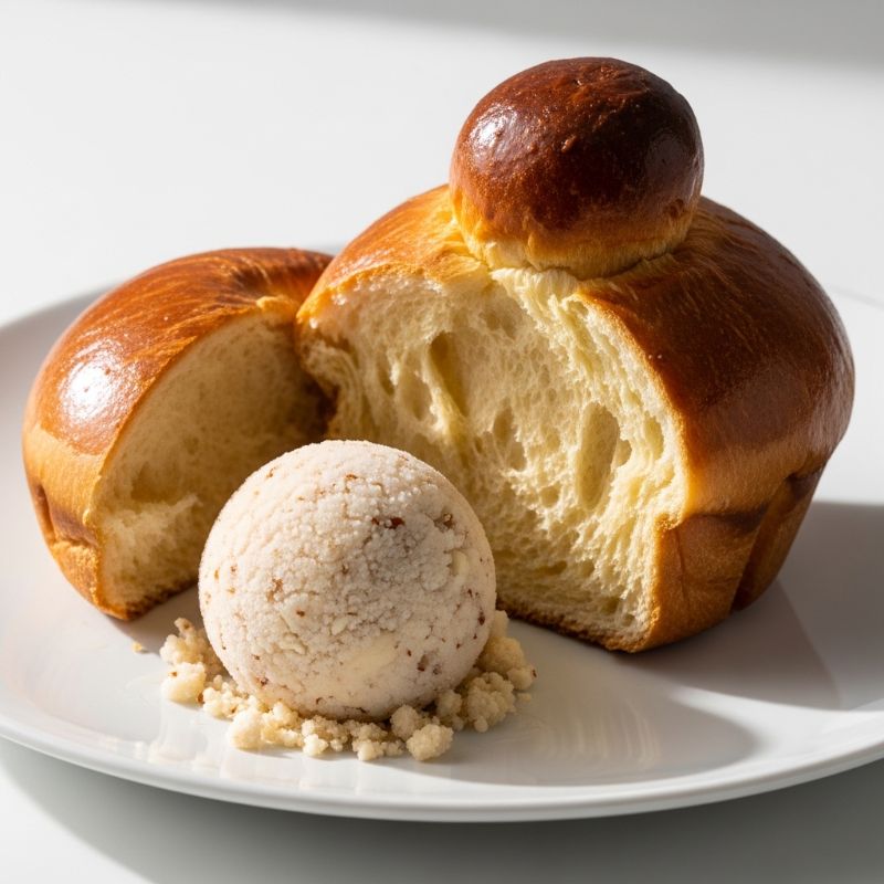 Brioche col Tuppo with Almond Granita