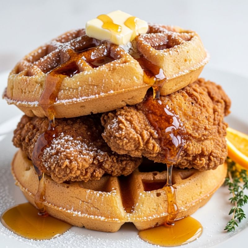 Sweet Tea-Brined Fried Chicken & Waffles