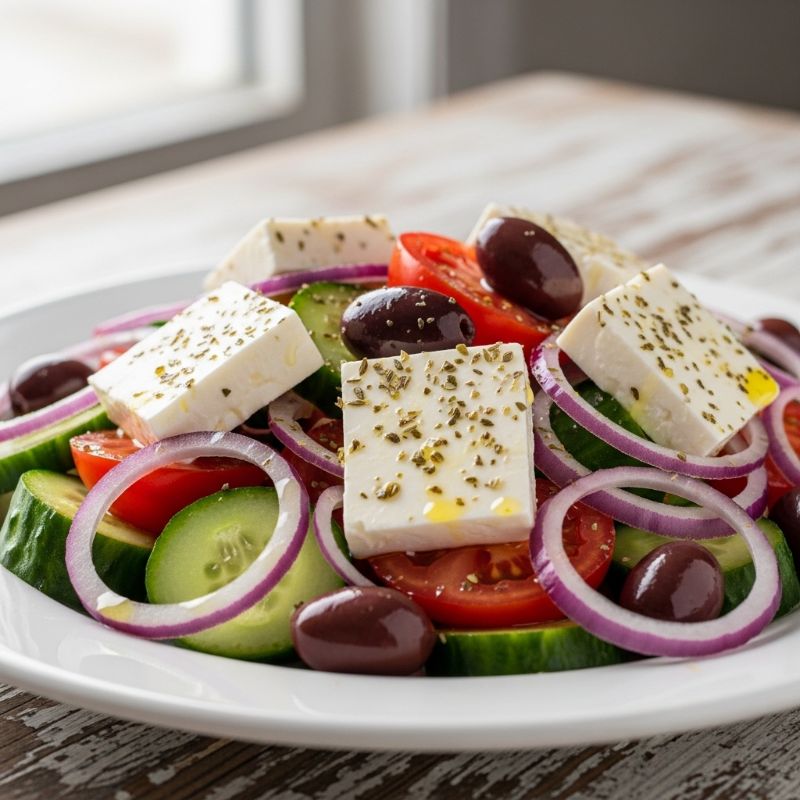 Classic Greek Salad with Feta and Olives