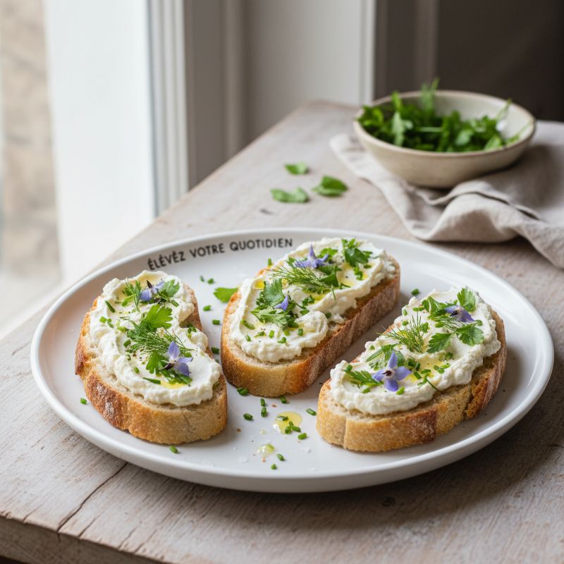 Île de Ré Sourdough Tartines with Fromage Blanc and Herbs