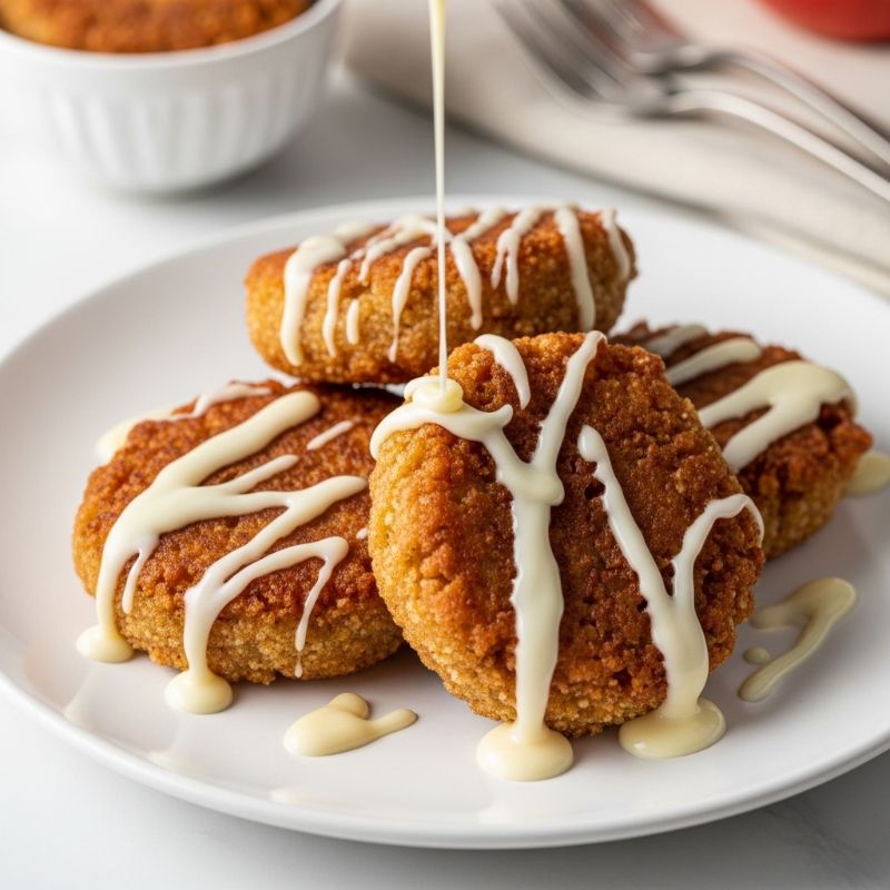 Air Fryer Apple Fritters with Vanilla Glaze