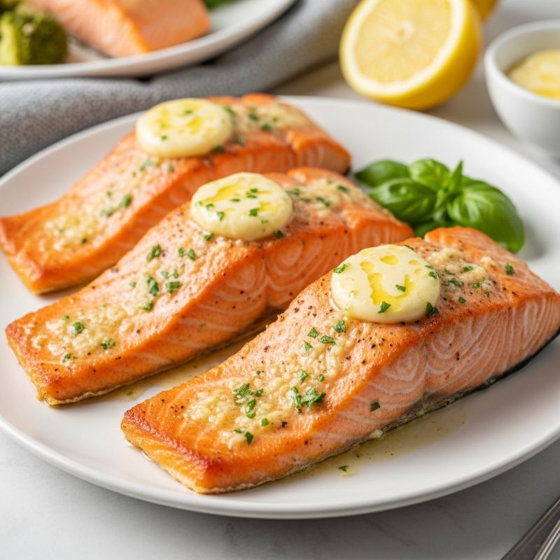 Air Fryer Salmon with Lemon Herb Butter Glaze