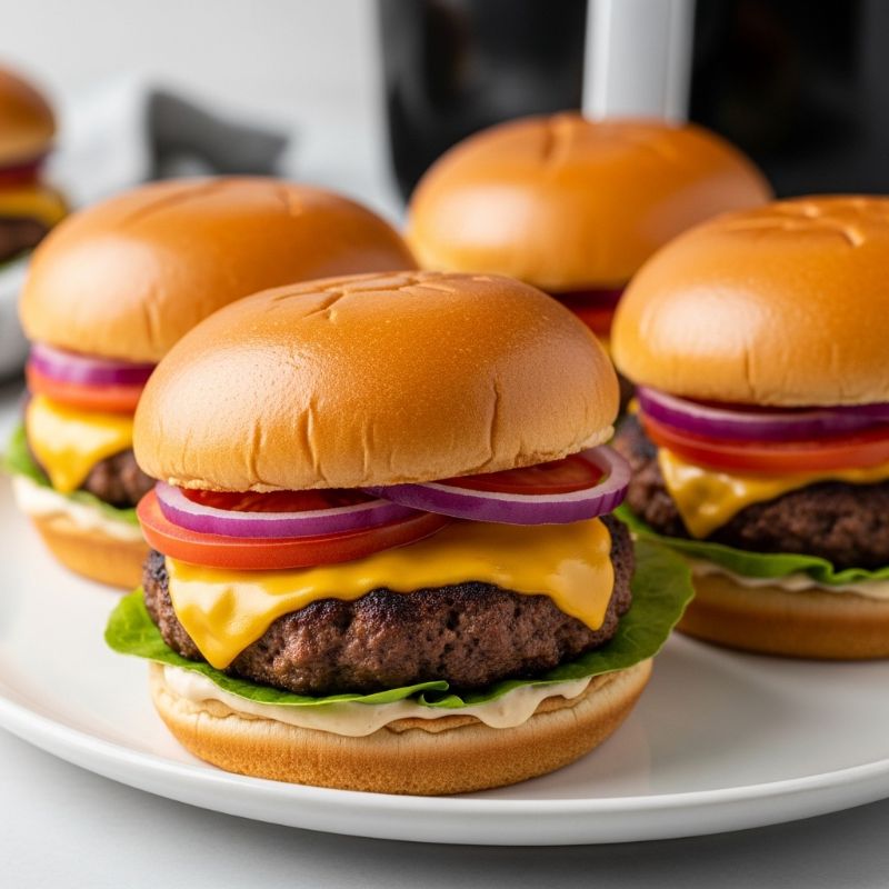 Juicy Air Fryer Cheeseburgers