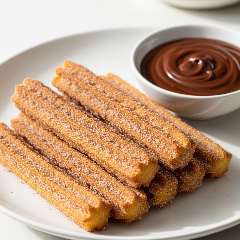 Air Fryer Churros with Chocolate Sauce