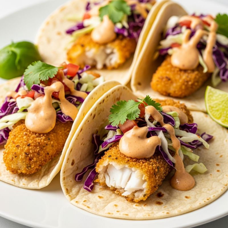 Air Fryer Fish Tacos with Chipotle Slaw