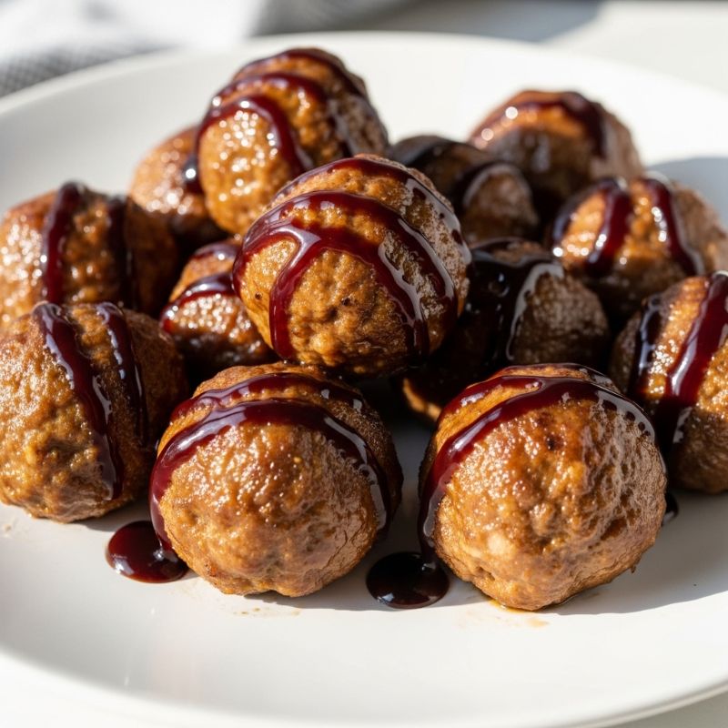 Air Fryer Italian Meatballs with Balsamic Glaze