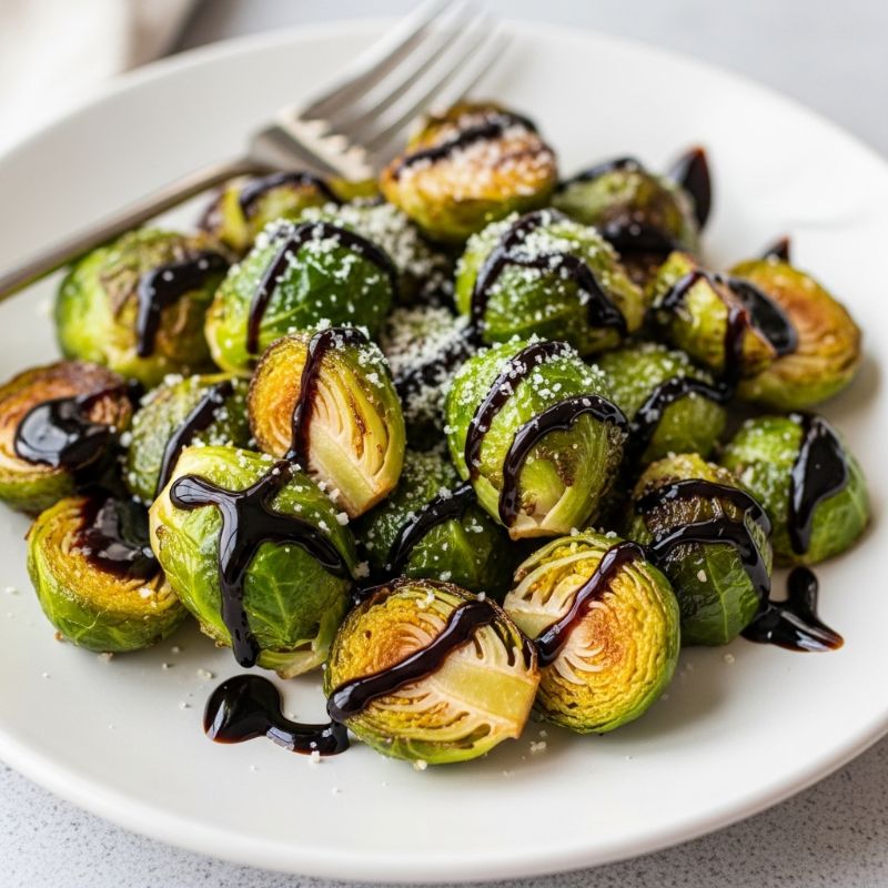 Crispy Air Fryer Brussels Sprouts with Balsamic Glaze