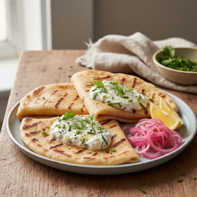 Grilled Sourdough Lefse with Herbed Skyr