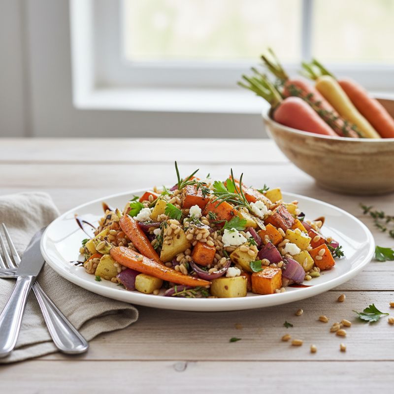 Warm Farro & Roasted Root Vegetable Salad