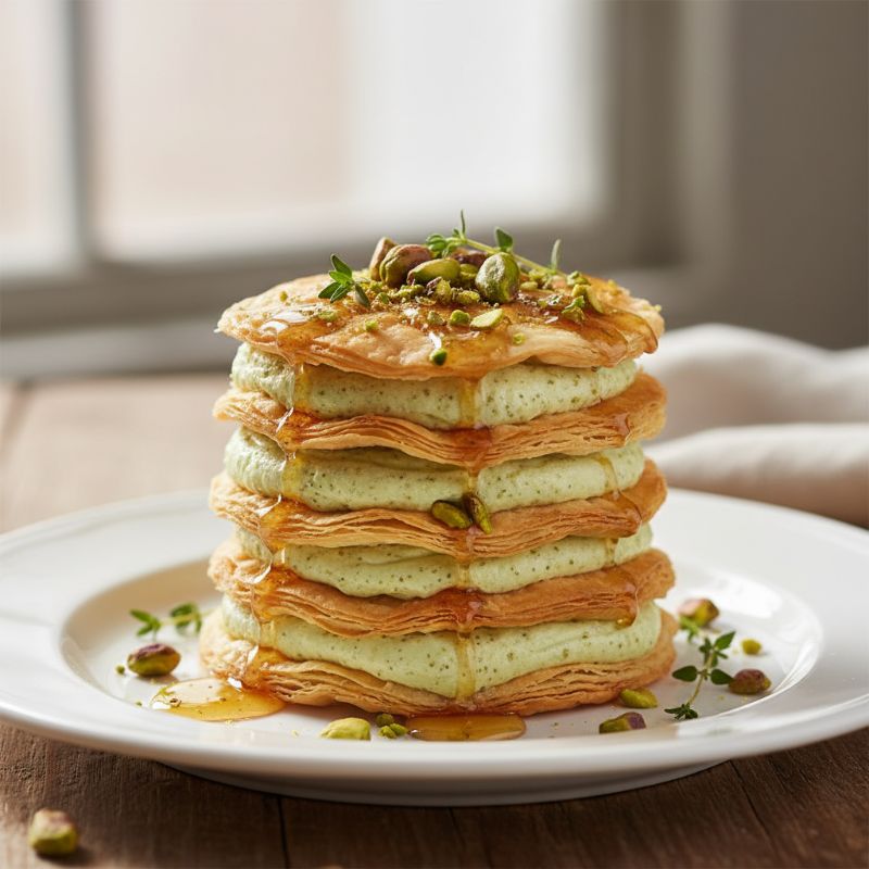 Pistachio Cream Baklava Mille-Feuille