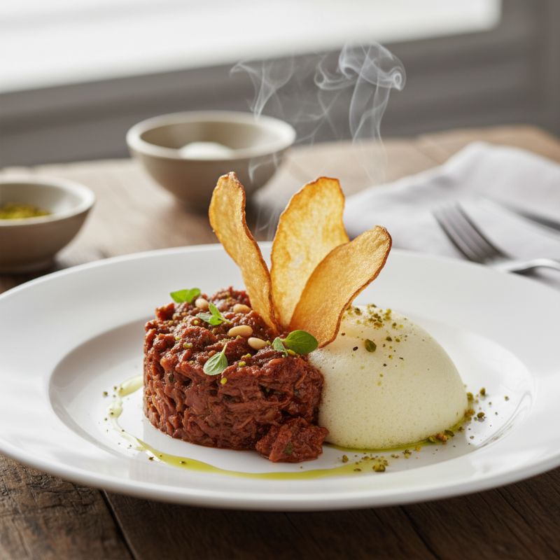 Deconstructed Moussaka with Smoked Eggplant Espuma