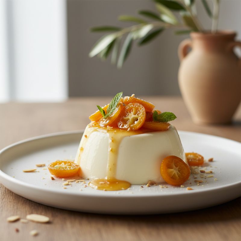 Greek Yogurt Panna Cotta with Candied Kumquats