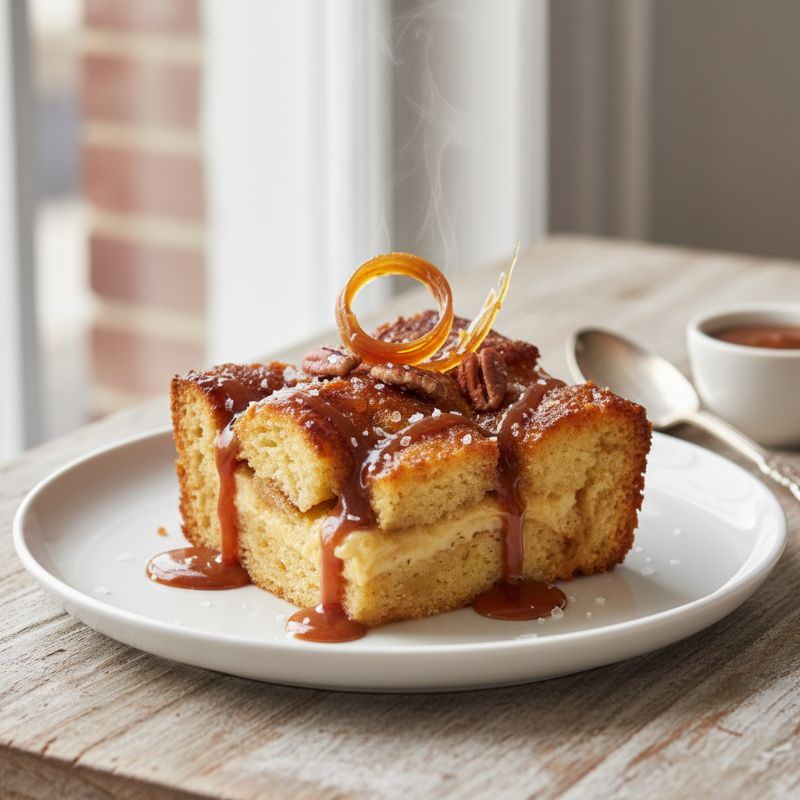 Salted Caramel Swirl Frozen Custard Bread Pudding