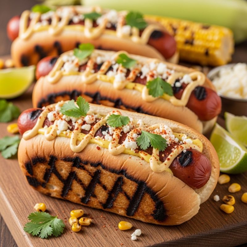 Grilled Elote-Style Wagyu Hot Dogs