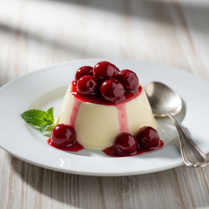 Italian Panna Cotta with Amarena Cherries