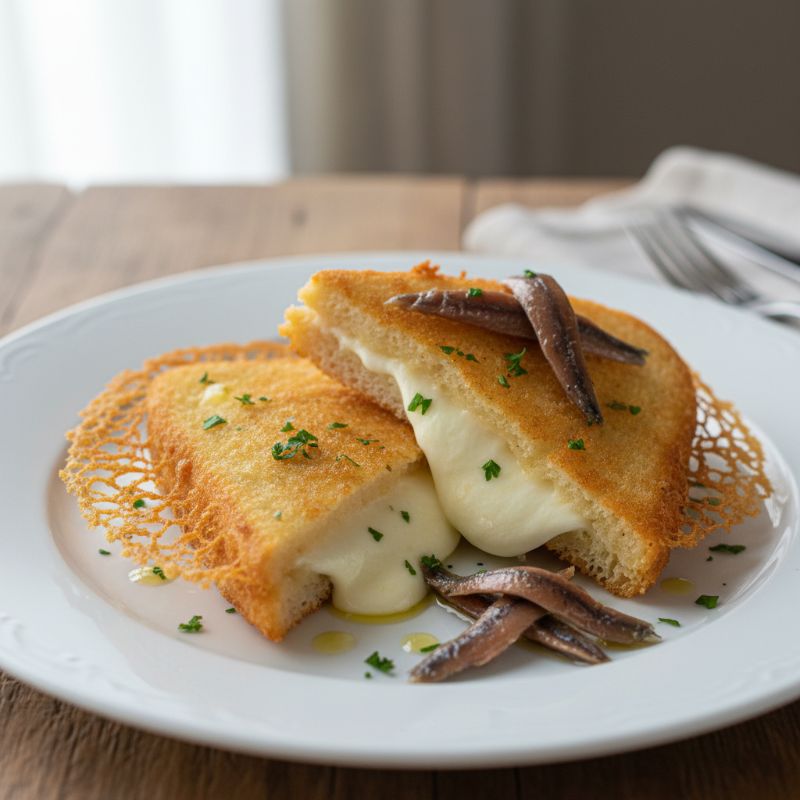 Golden Lace Mozzarella in Carrozza with Alici di Cetara