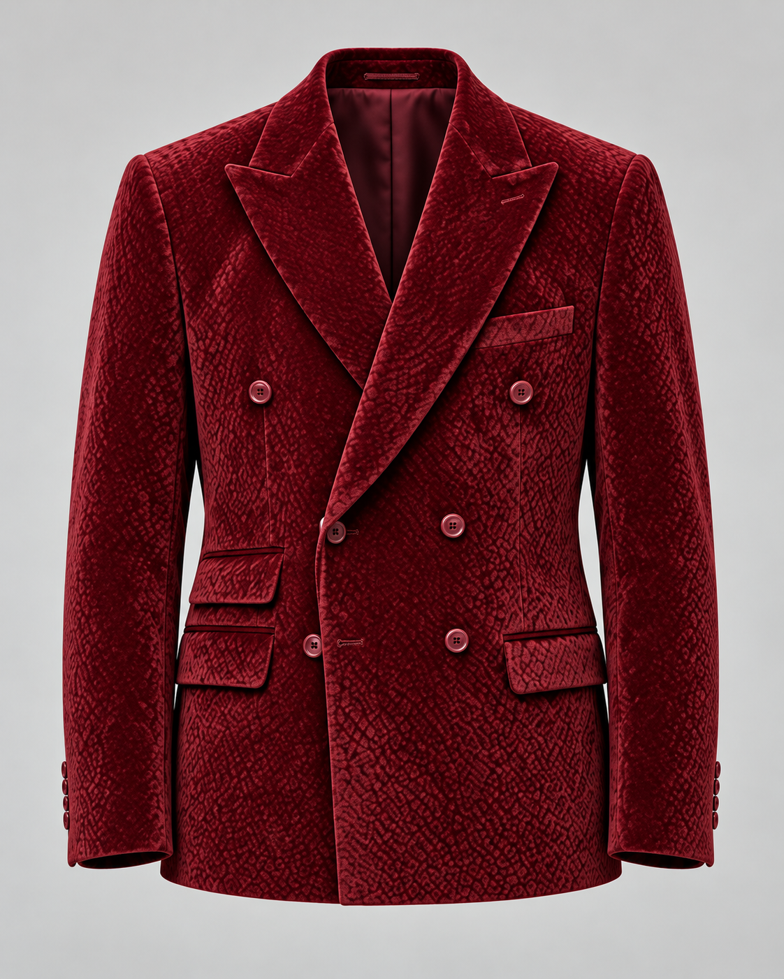 ROYAL BURGUNDY TEXTURED VELVET SUIT