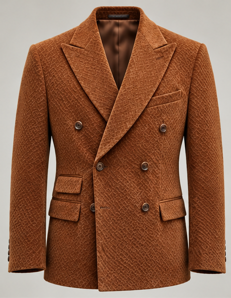 ROYAL COGNAC TEXTURED VELVET SUIT