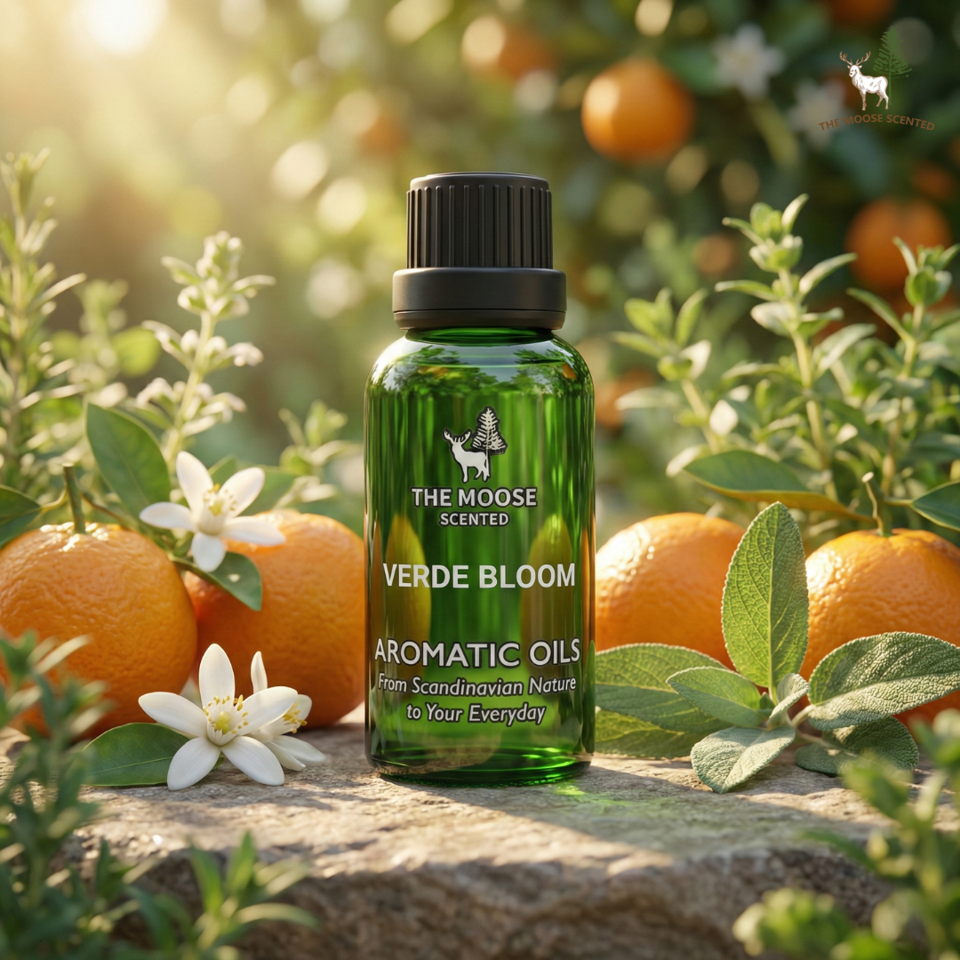 น้ำมันหอม Verde Bloom — ส้มสดผสมดอกส้มและสมุนไพร บรรยากาศเรือนกระจกนอร์ดิก — The Moose Scented