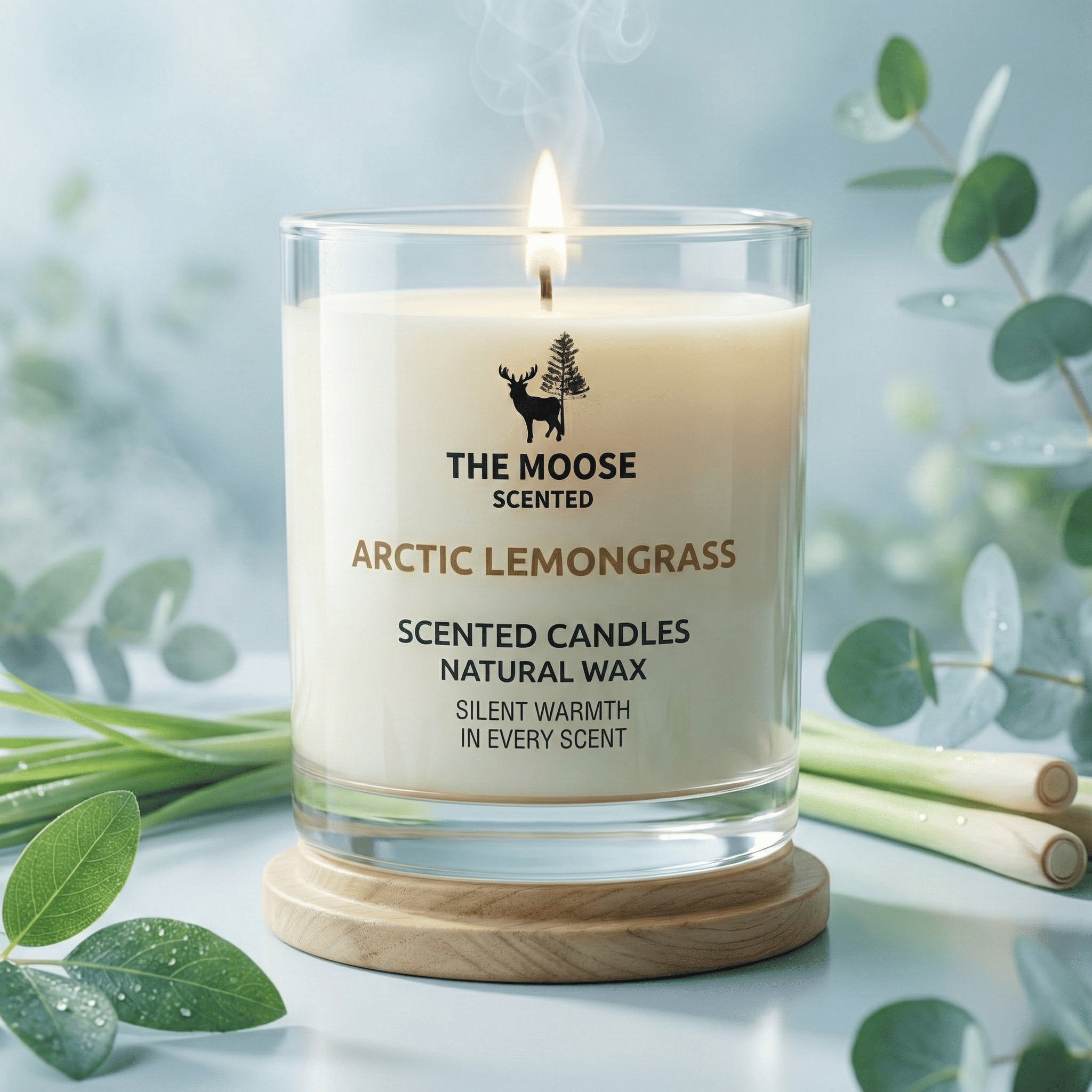 เทียนหอม Arctic Lemongrass — พลังงานแห่งตะไคร้สดจากขั้วโลกเหนือ — The Moose Scented