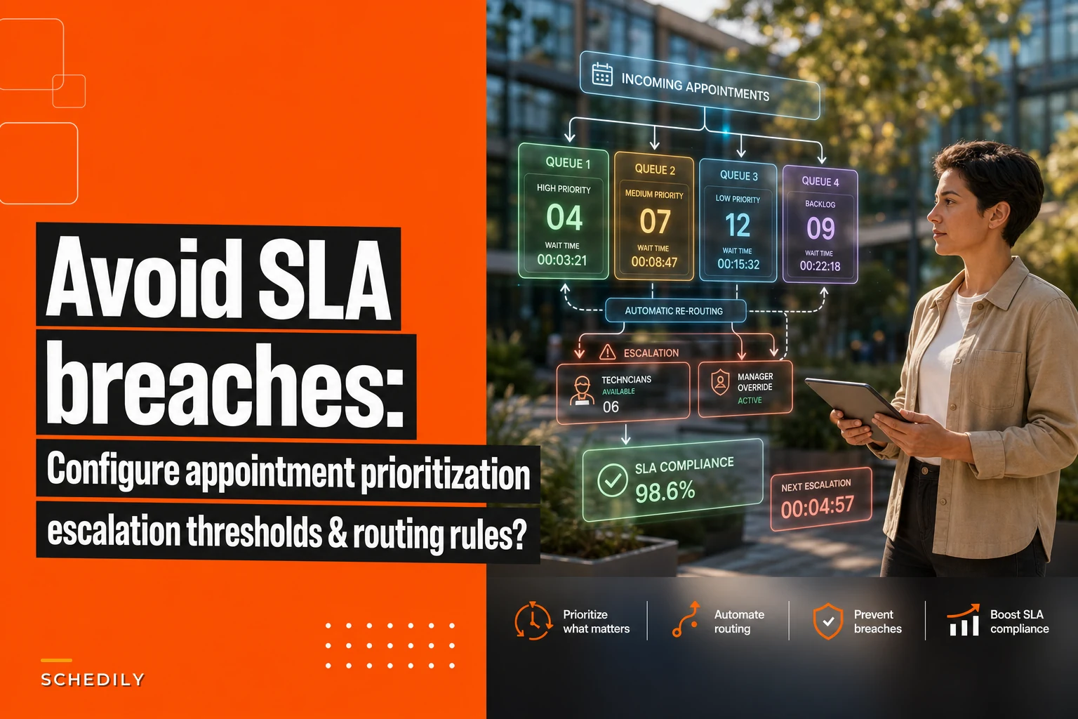 Avoid SLA breaches: configure appointment prioritization, escalation thresholds, and routing rules