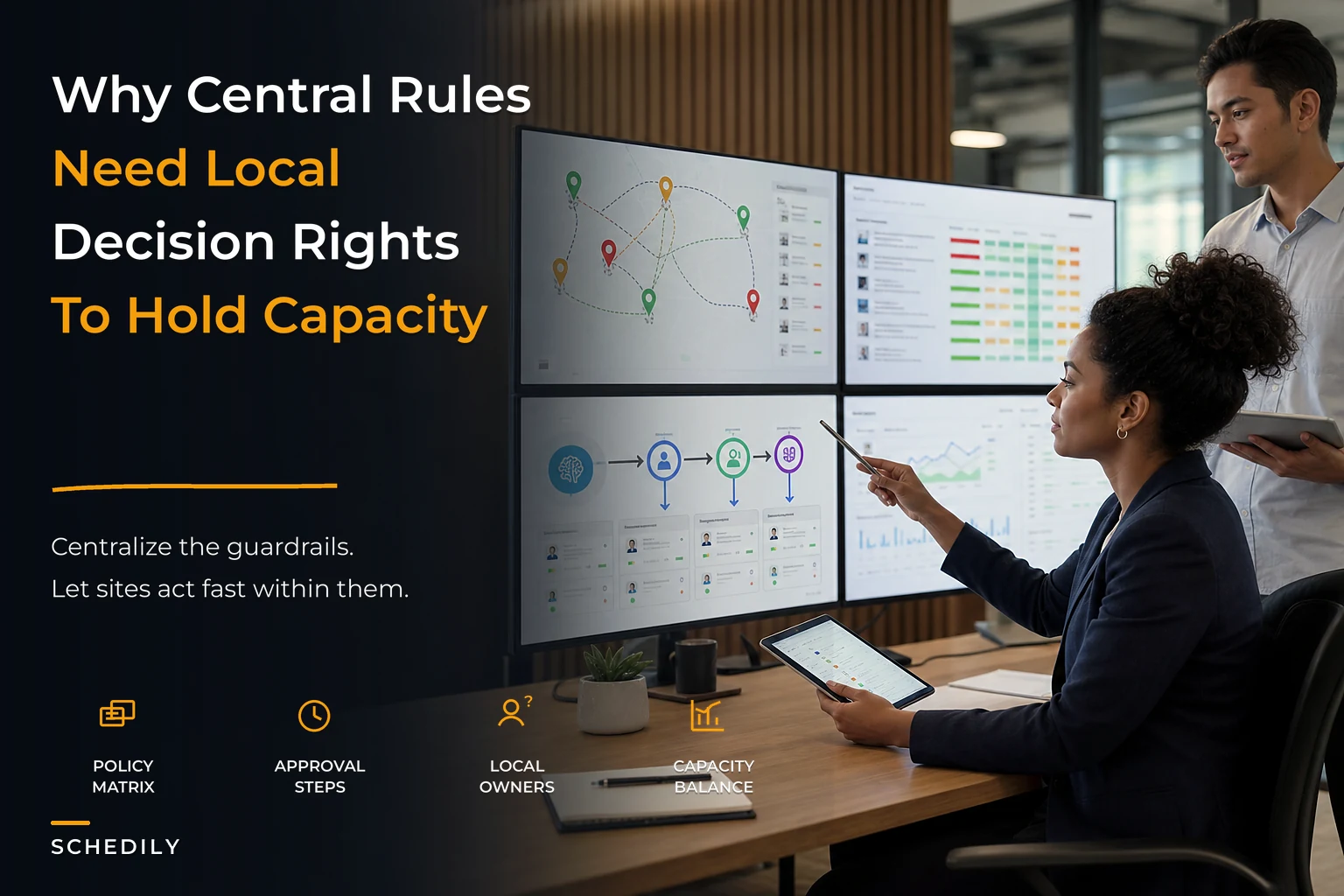 Central policy + local autonomy: the framework that stabilizes multi-location resource allocation
