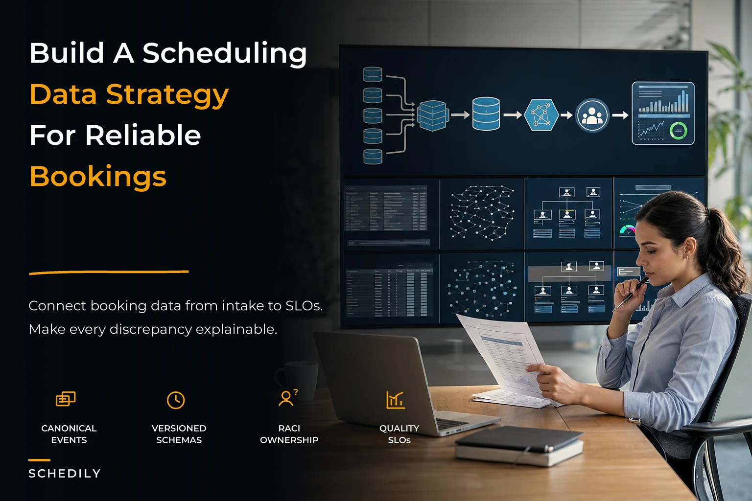 Design a scheduling data strategy for reliable bookings