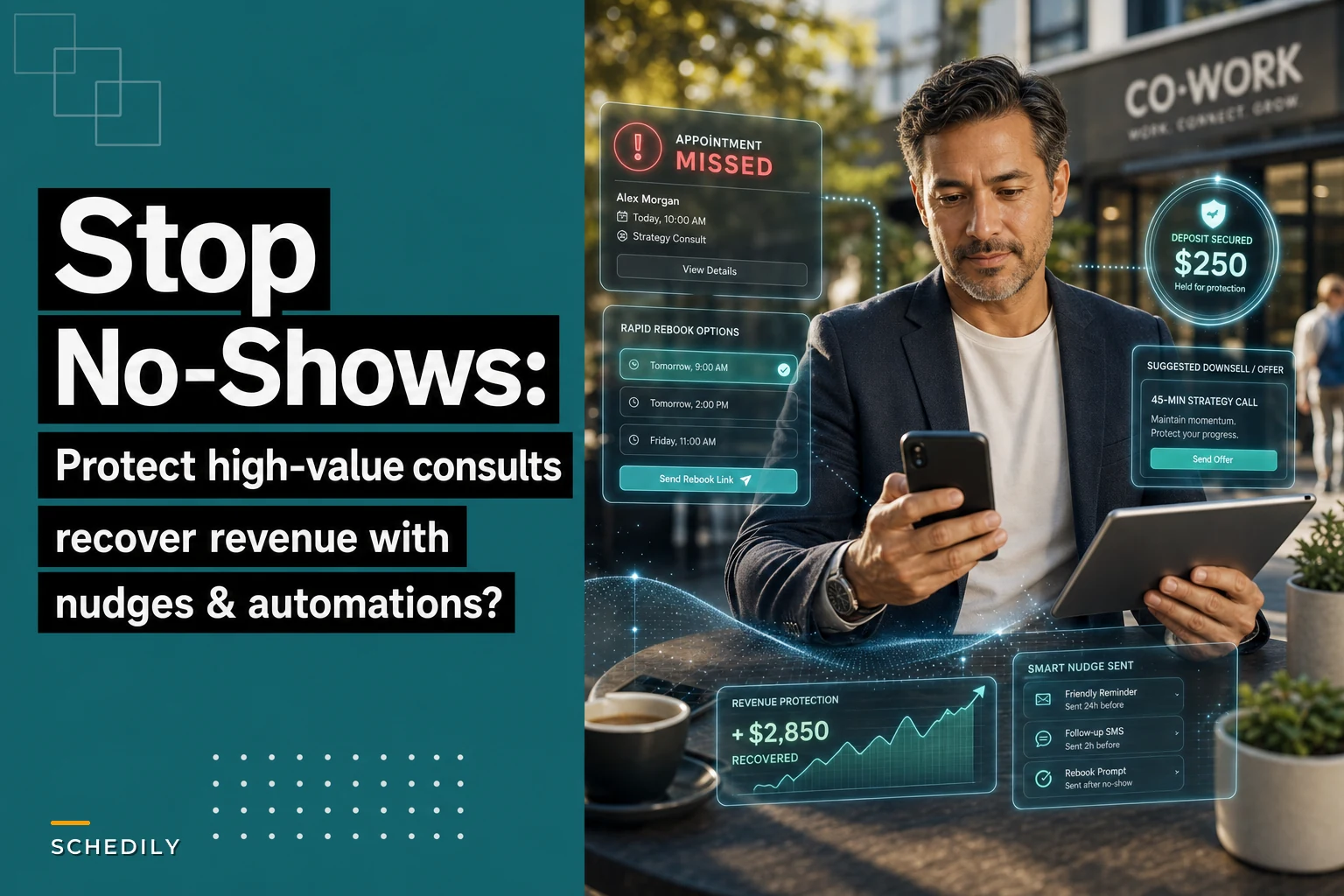 Prevent no-shows for high-value consults and recover revenue with behavioral nudges and recovery flows