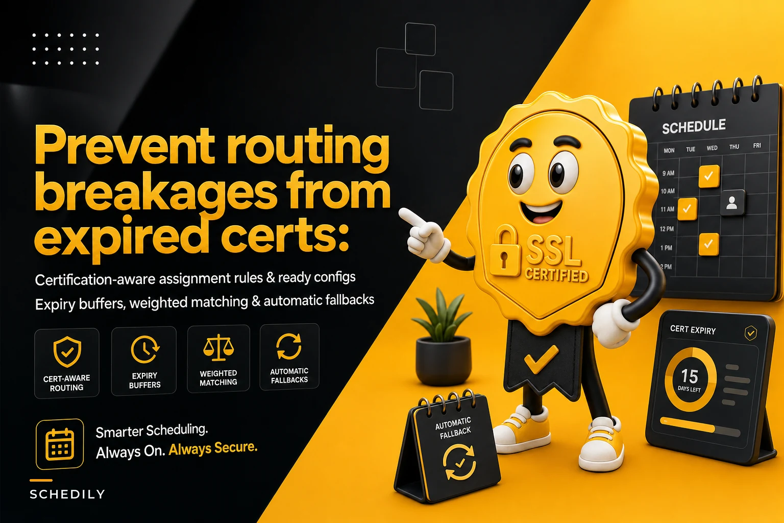 Prevent routing breakages from expired certifications: certification-aware appointment assignment rules