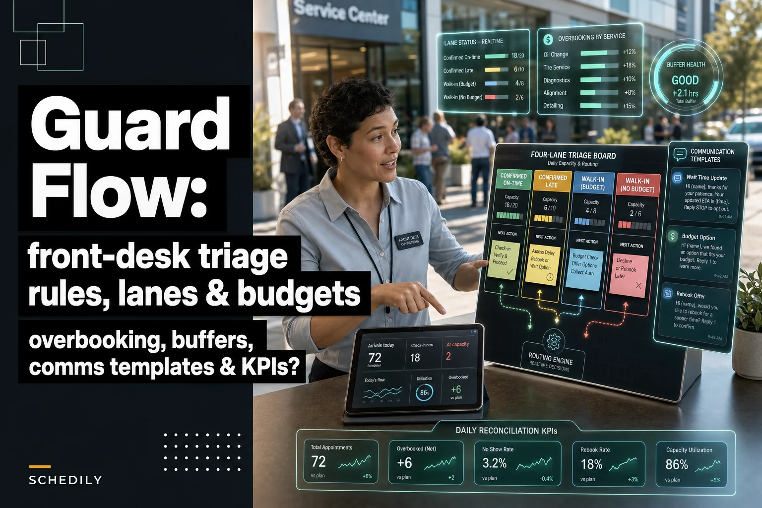 Protect throughput from walk-ins and overbooking with front‑desk triage