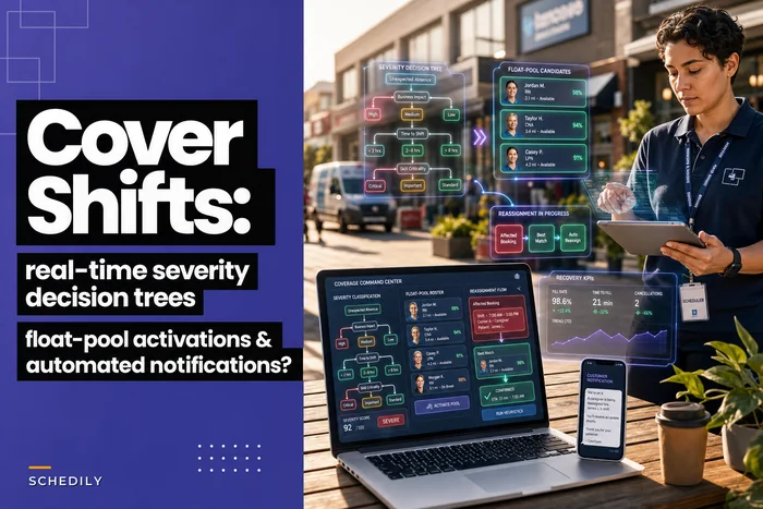 Real-time shift triage for unexpected absenteeism: activation rules, float-pool playbooks and customer notifications