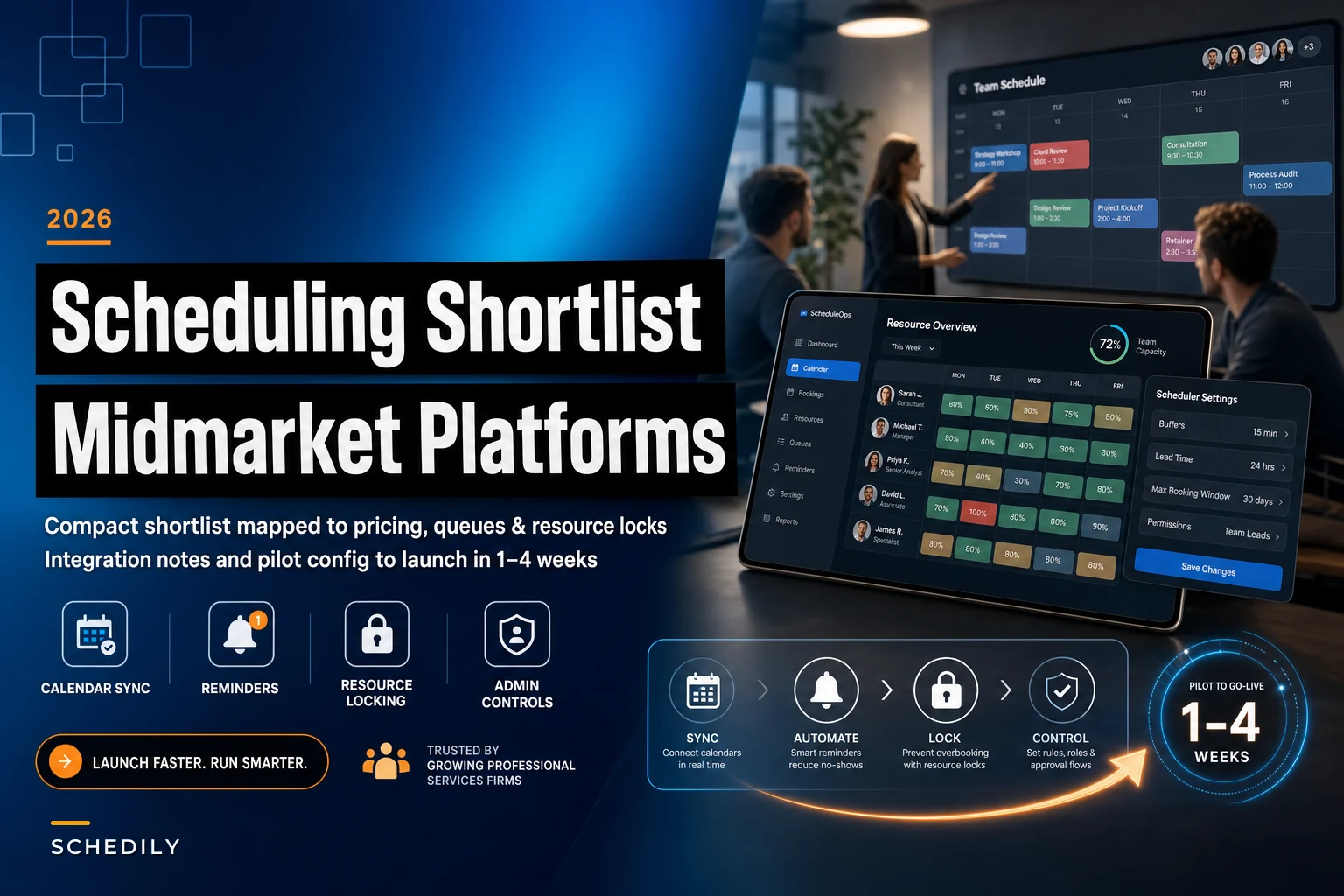 Shortlist: 5 Scheduling Platforms for Mid‑Market Professional‑Services Firms (Calendar Sync, Reminders, Resource‑Locking, Admin Controls)
