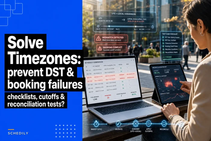 Time zone and DST checklist for scheduling: storage, display, cutoffs and reconciliation tests