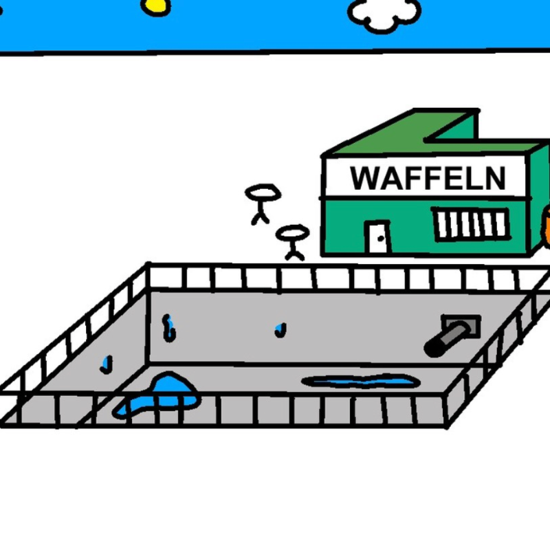 Ansicht von Waffelladen am Rückhaltebecken