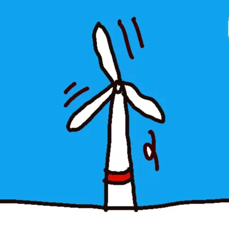 Ansicht von Windkraftwerk