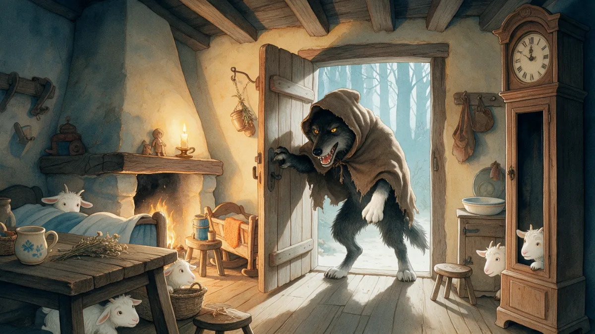 Illustration for “The Wolf and the Seven Little Goats”, page 2