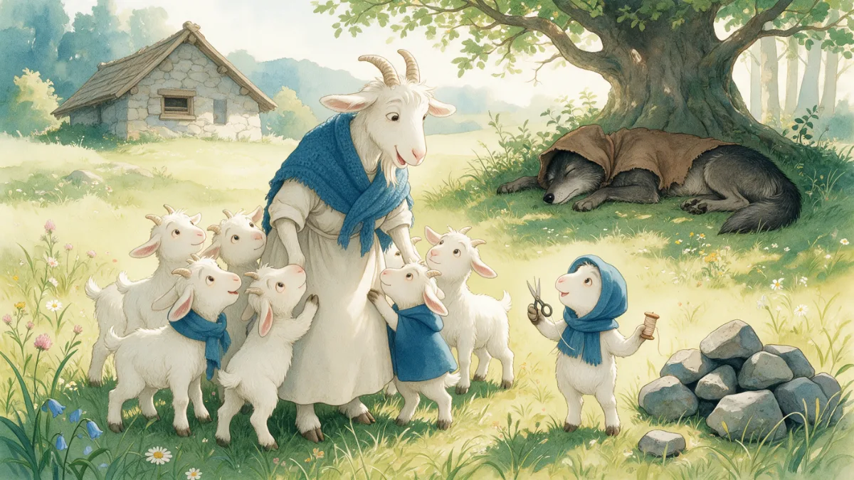 Illustration for “The Wolf and the Seven Little Goats”, page 3